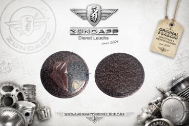 Preview: ZÜNDAPP Kunstleder-Patch – Emblem mit Lorbeerkranz Braun · Ø 65 mm · Lasergraviert · Rundum vernäht · Zum Aufbügeln